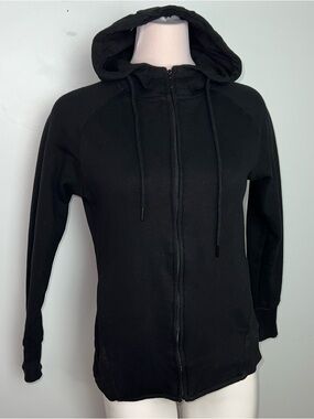 TAVI NOIR Black Zip Up Hoodie Fleece Lined Athletic Lounge Size Small